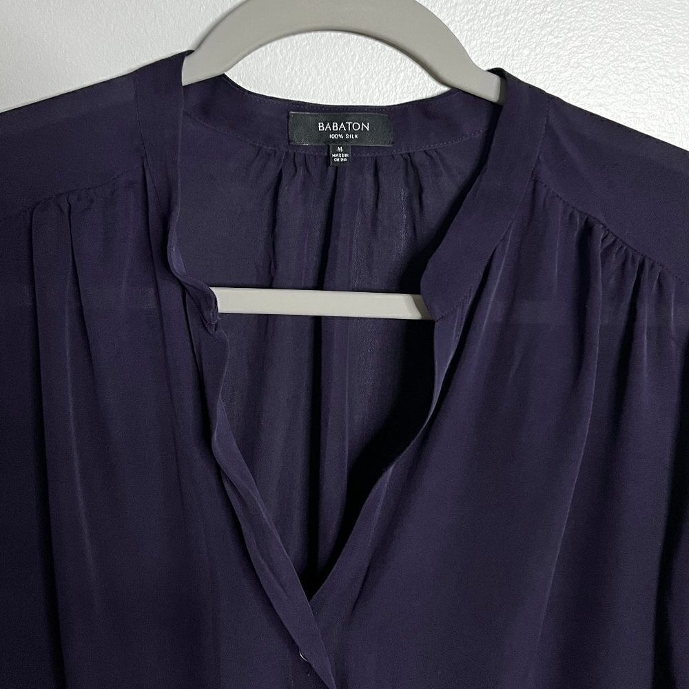 Aritzia Babaton Bennett Navy 100% Silk Dress Size M - Picture 2 of 7